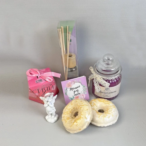 Подарочный набор "Вместо тысячи слов" бомбочки для ванны, ангел, аромасвечи, аромадиффузер 69428